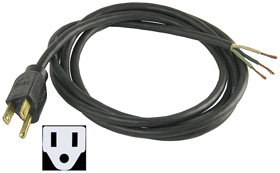 Power Cord, 6ft. Pigtail to NEMA 5 Plug